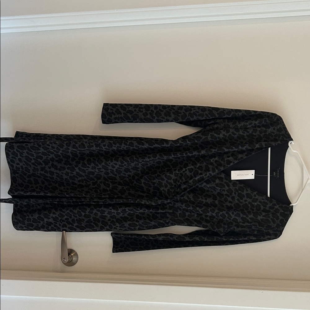 Ann Taylor Gray and Brown and black Leopard Print Dress